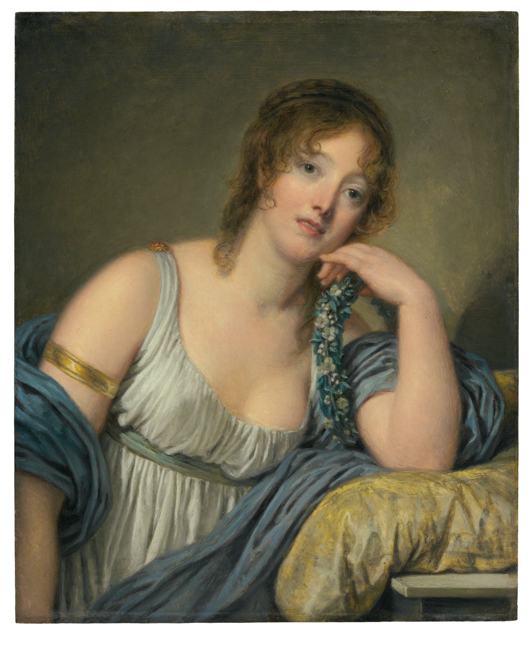 Portrait of Jeanne Philiberte Ledoux, half-length by Jean Baptiste Greuze