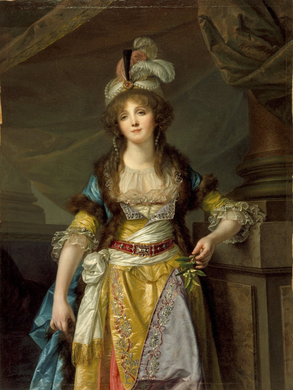 Portrait of a Lady in Turkish Fancy Dress by Jean-Baptiste Greuze
