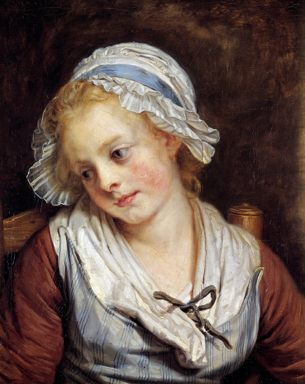 Portrait of a Maiden. Painting by Jean-Baptiste Greuze (1765). Conde Museum, Chantilly, France by Jean Baptiste Greuze