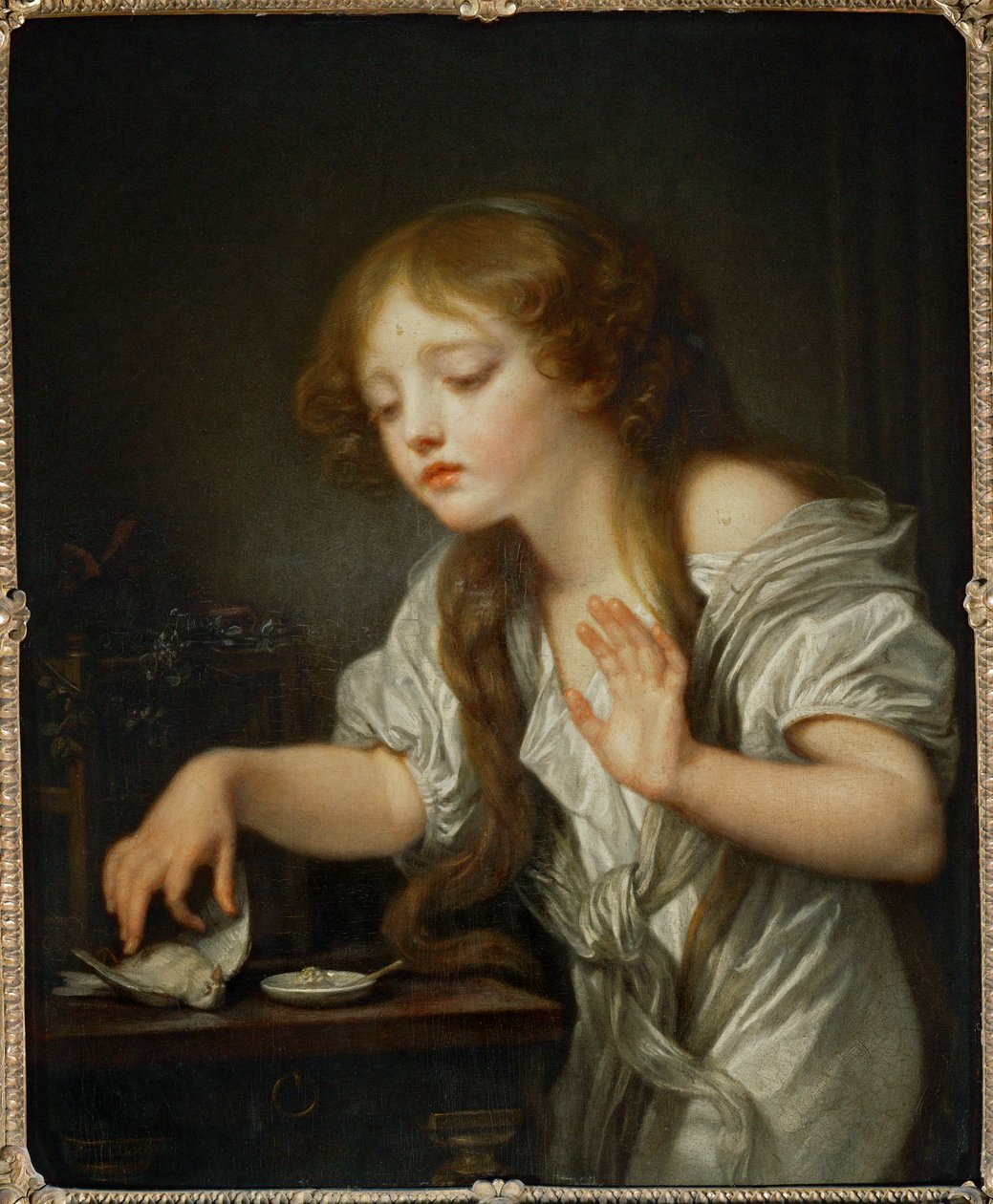 A Child Hesitating to Touch a Bird for Fear It Might Be Dead, Called the Dead Bird by Jean Baptiste Greuze