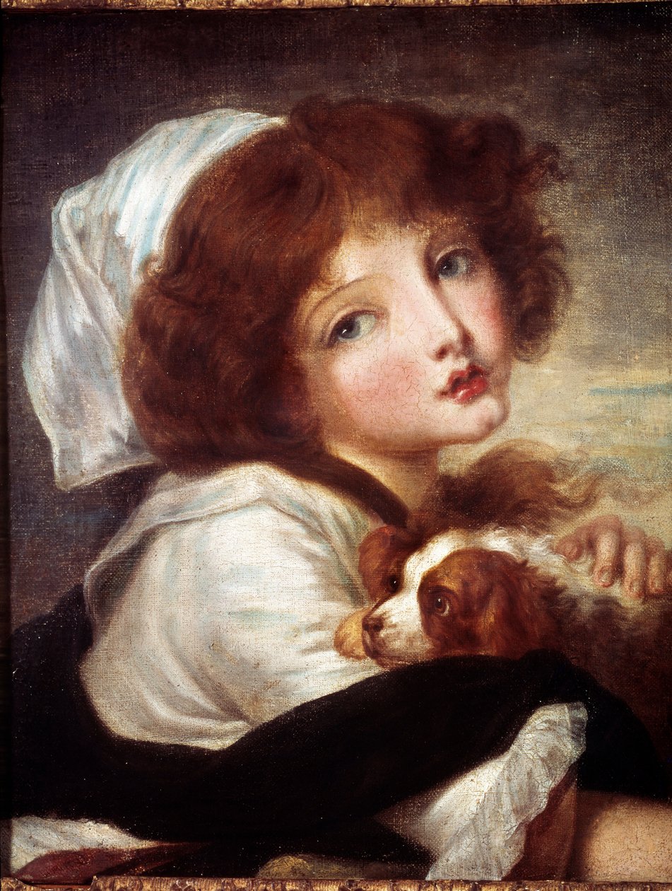 Young Girl with Little Dog by Jean-Baptiste Greuze