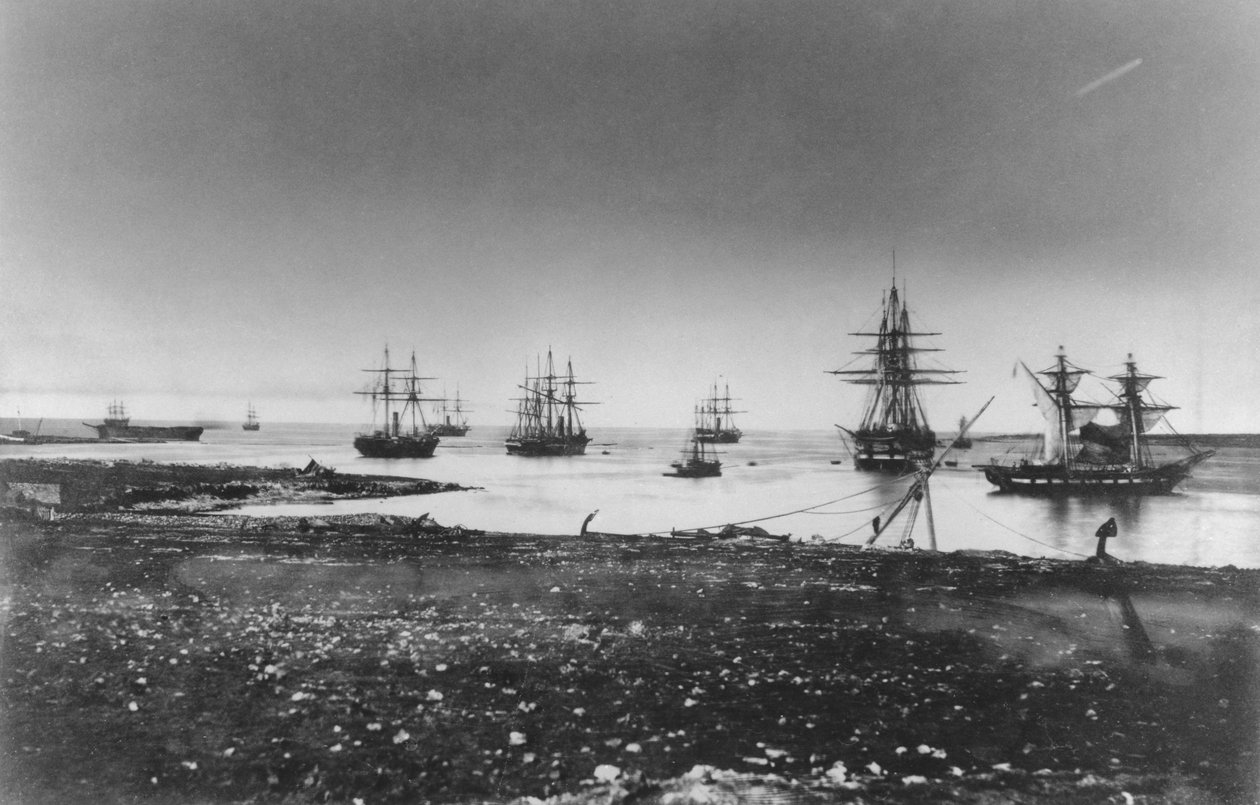 Crimean War, French Squadron, Entry into the Port, 1855 by Jean Baptiste Henri Durand Brager