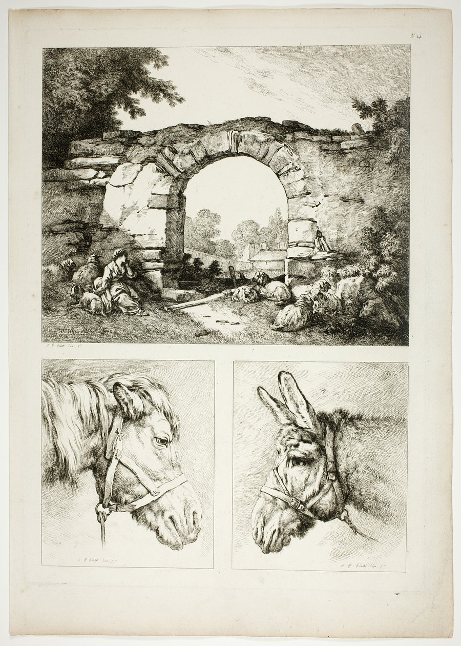 Plate Fourteen of 38 from Oeuvres de J. B. Huet by Jean Baptiste Huet
