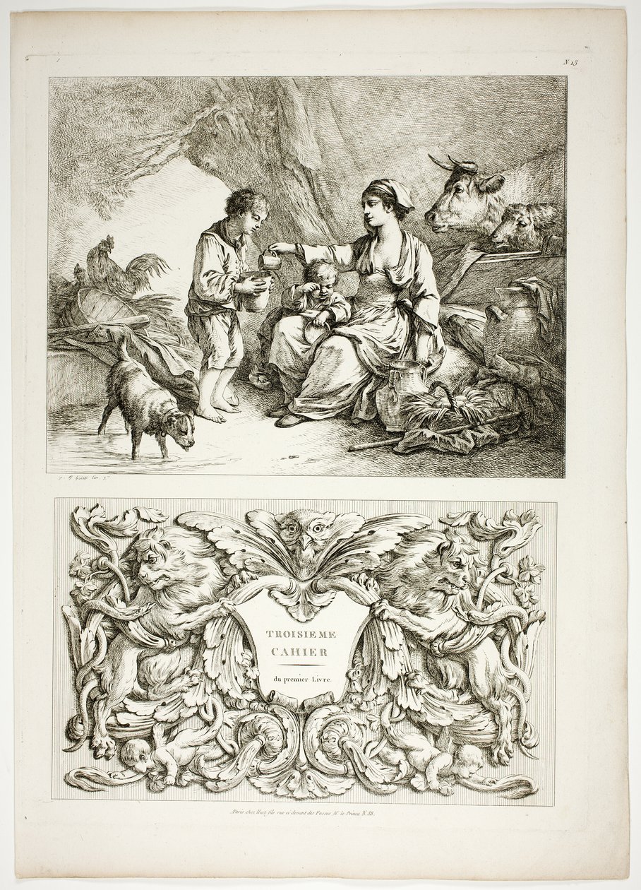 Plate Thirteen of 38 from Oeuvres de J. B. Huet by Jean Baptiste Huet
