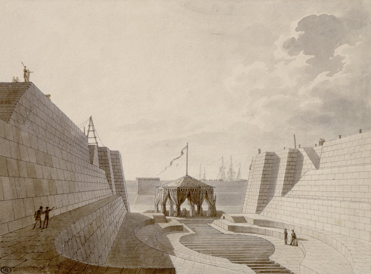 Dry Dock at Cherbourg, July 1813 by Jean Baptiste Isabey