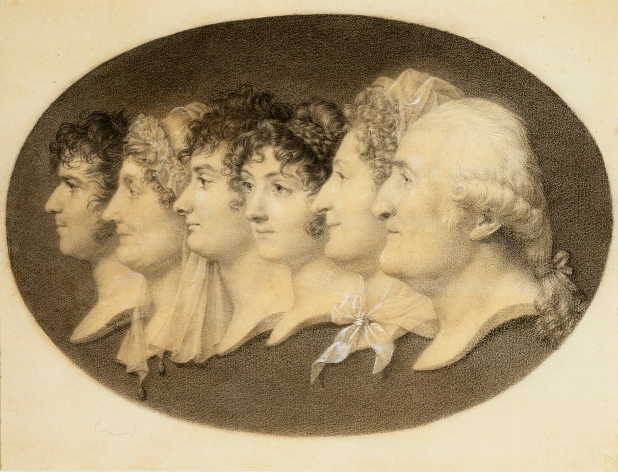 Profile Portrait of Augustin and His Family by Jean-Baptiste-Jacques Augustin