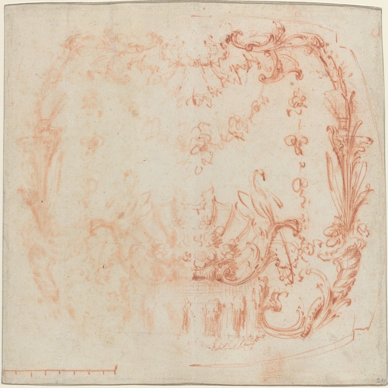 Rococo Wall Design with a Fountain and Swans by Jean Baptiste Joseph Pater
