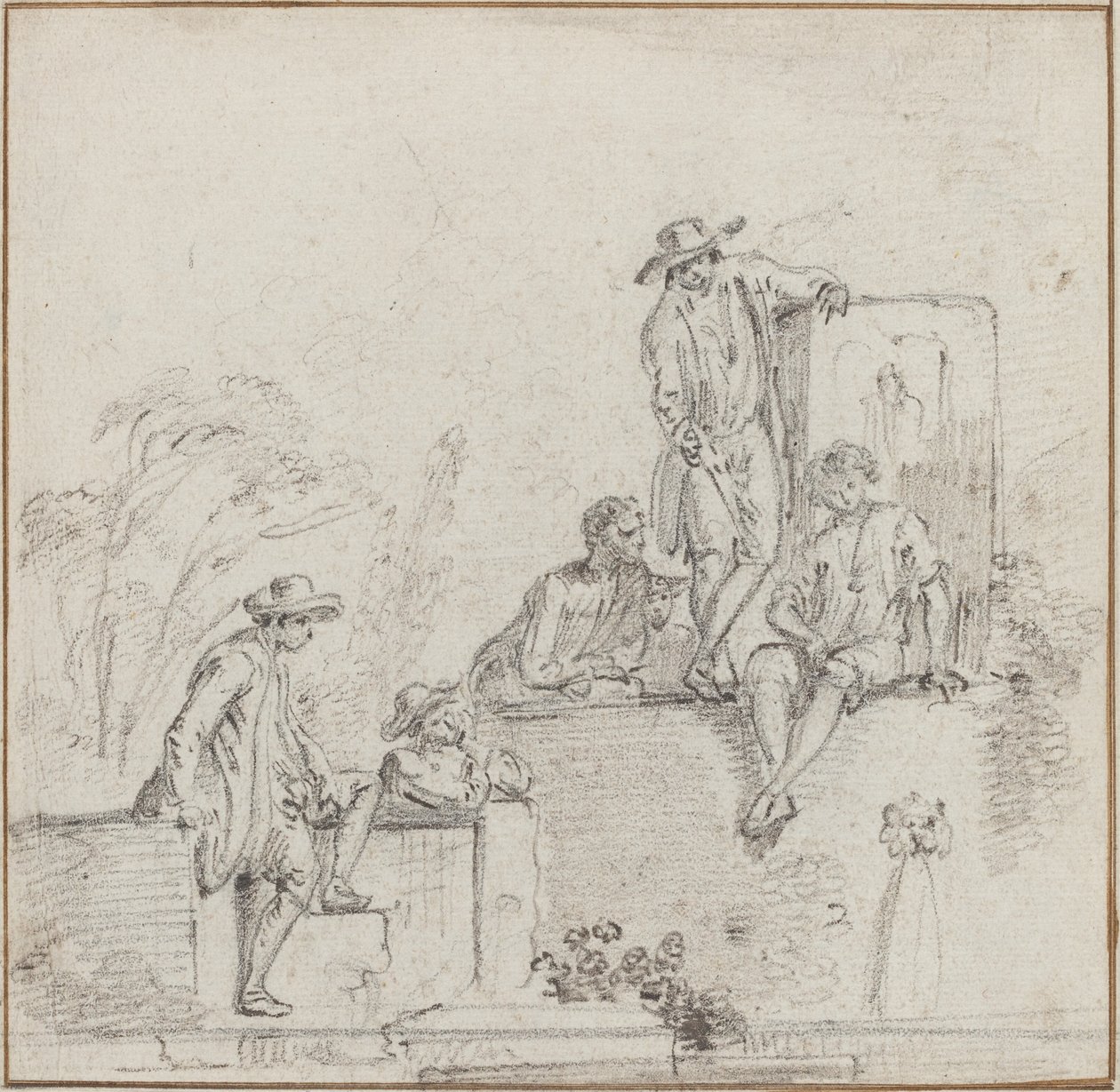 Figures Seated Around a Fountain by Jean Baptiste Lallemand