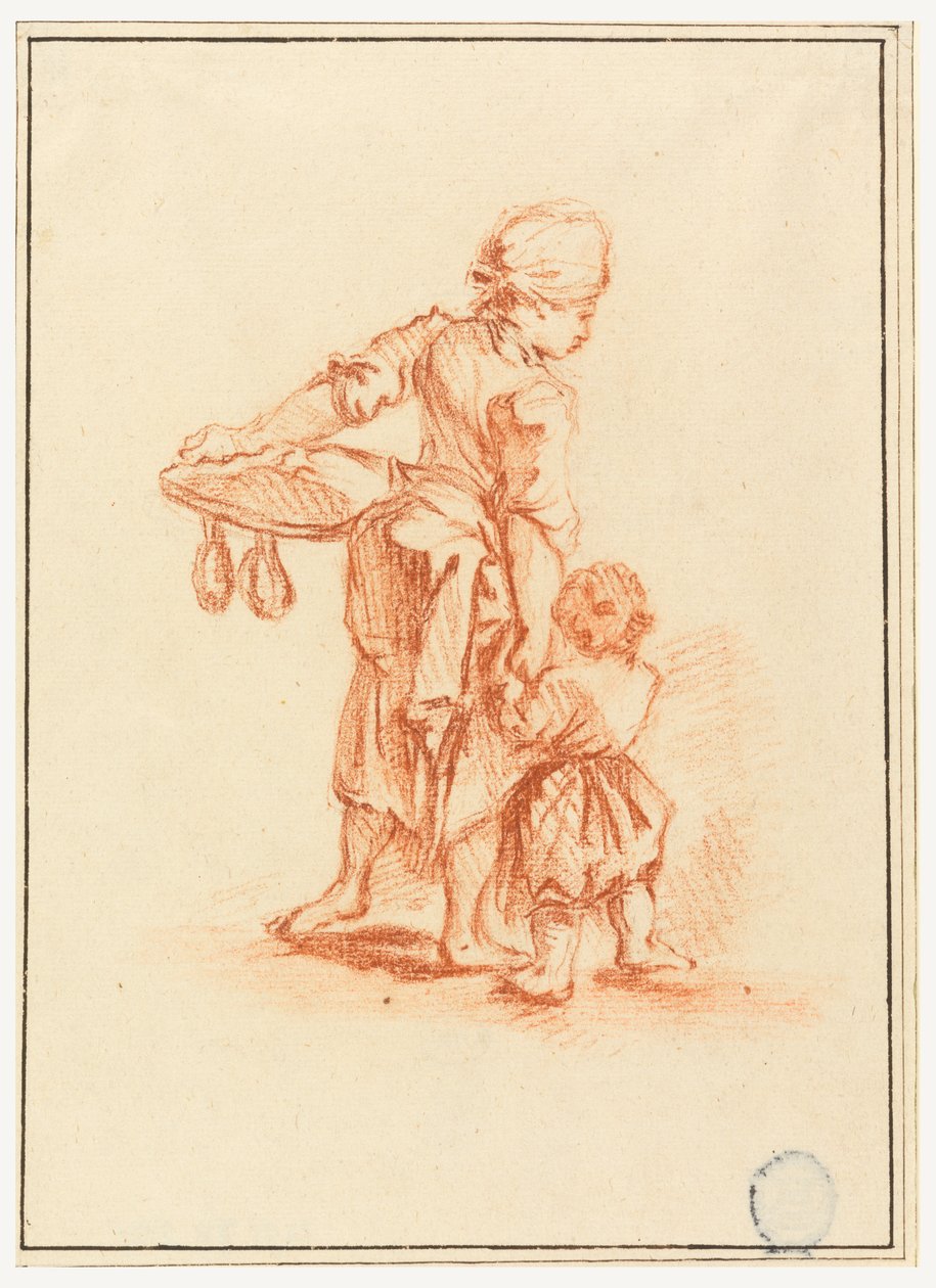 A Woman Leading a Child by Jean Baptiste Le Prince