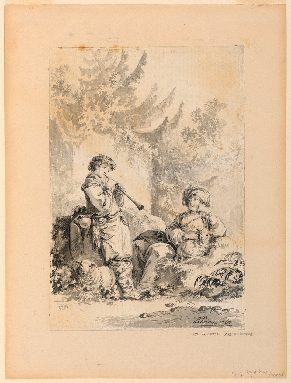 Shepherd Boy and Shepherdess in a Landscape, 1767 by Jean Baptiste Le Prince
