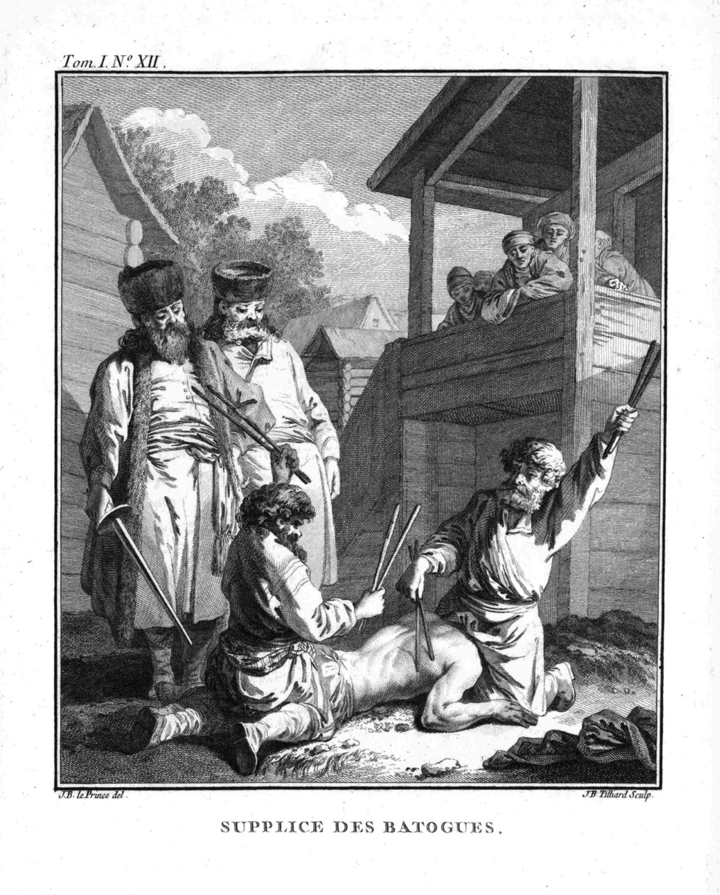 Punishment with Batogs. From Voyage en Sibérie by Jean Baptiste Le Prince