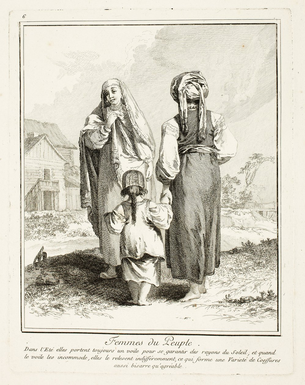 Women of the People, Plate Six from Divers Habillements des Peuples du Nord by Jean Baptiste Le Prince