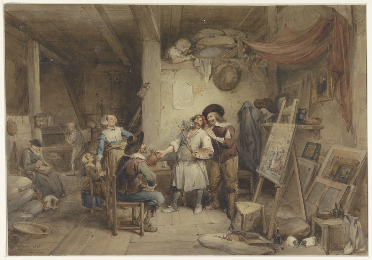 Adriaen Brouwer with His Pupil J. van Craesbeek by Jean Baptiste Madou