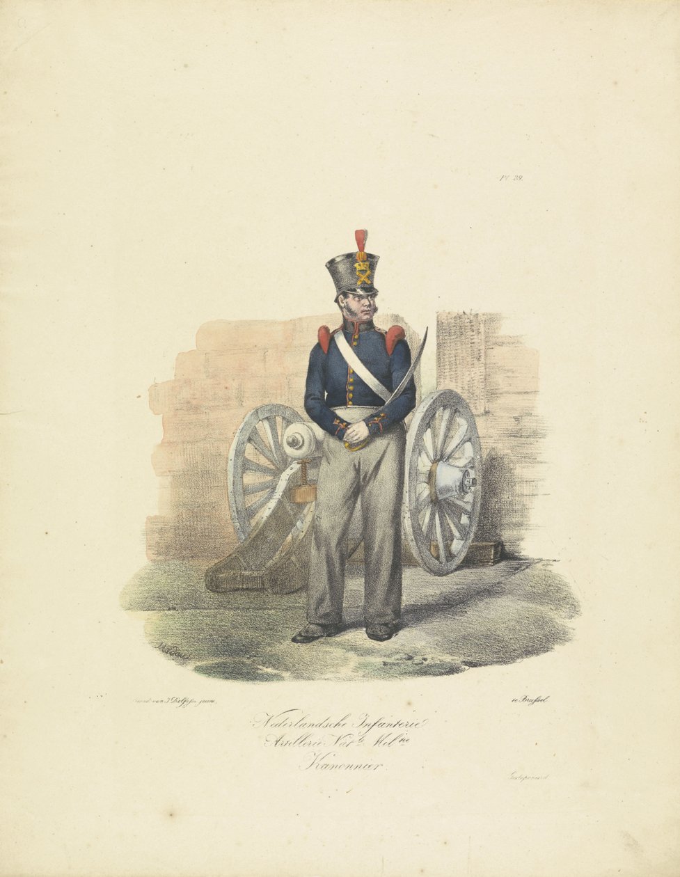 Cannoneer, 1820-1825 (Dutch Infantry Artillery National Militia Cannoneer) by Jean Baptiste Madou