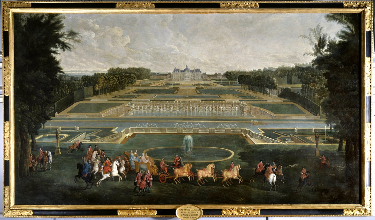 Marie Lescszinska, Queen of France, in the Gardens of the Castle of Vaux Le Vicomte by Jean Baptiste Martin