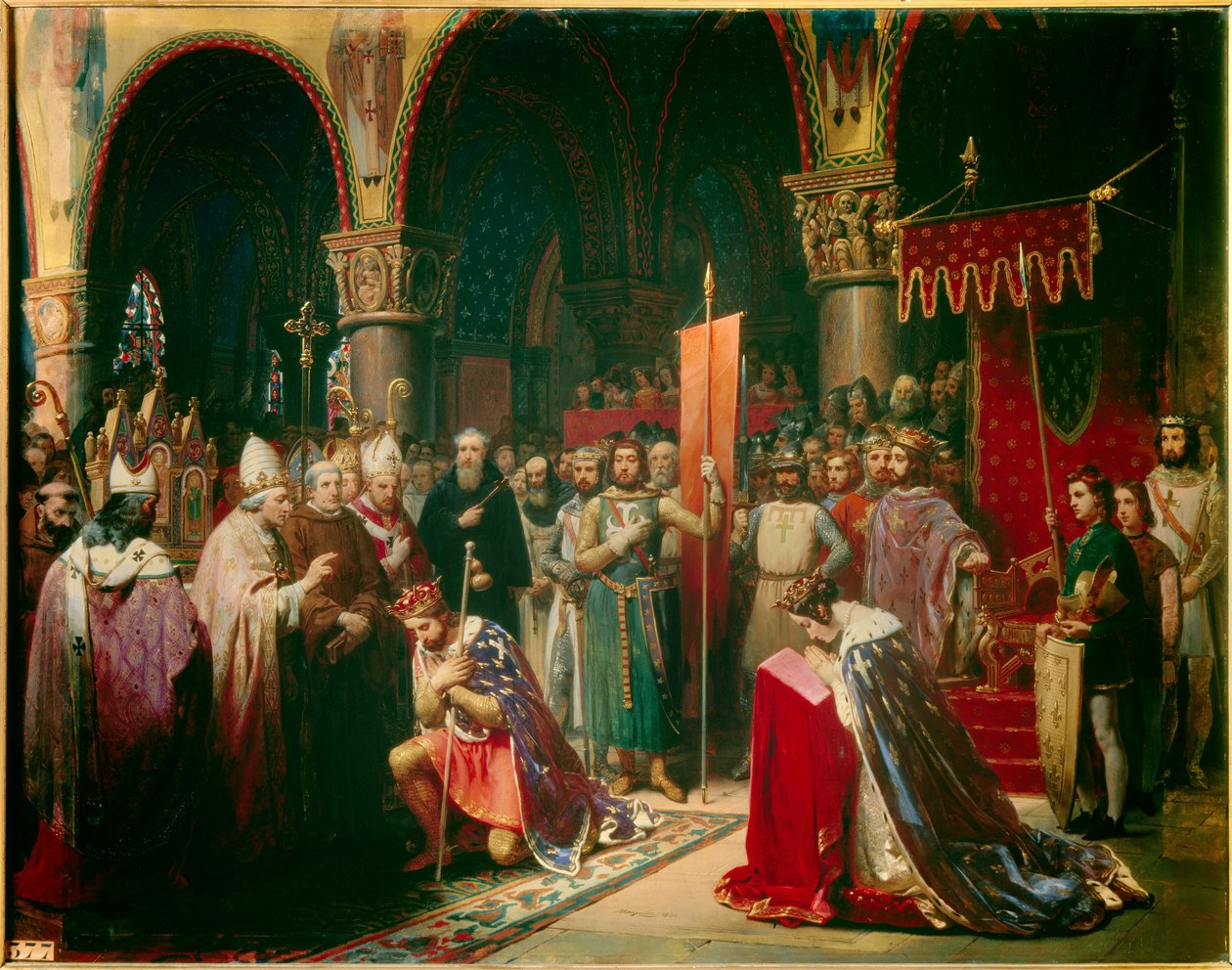 King Louis VII Takes the Oriflame at the Basilica of Saint Denis by Jean Baptiste Mauzaisse