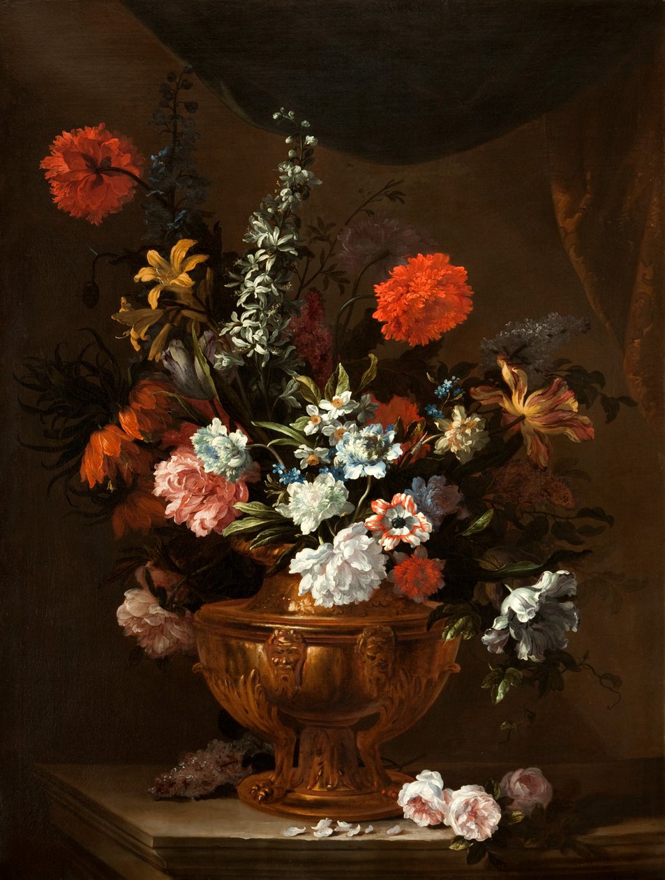 Flowers in a Sculptured Vase by Jean Baptiste Monnoyer