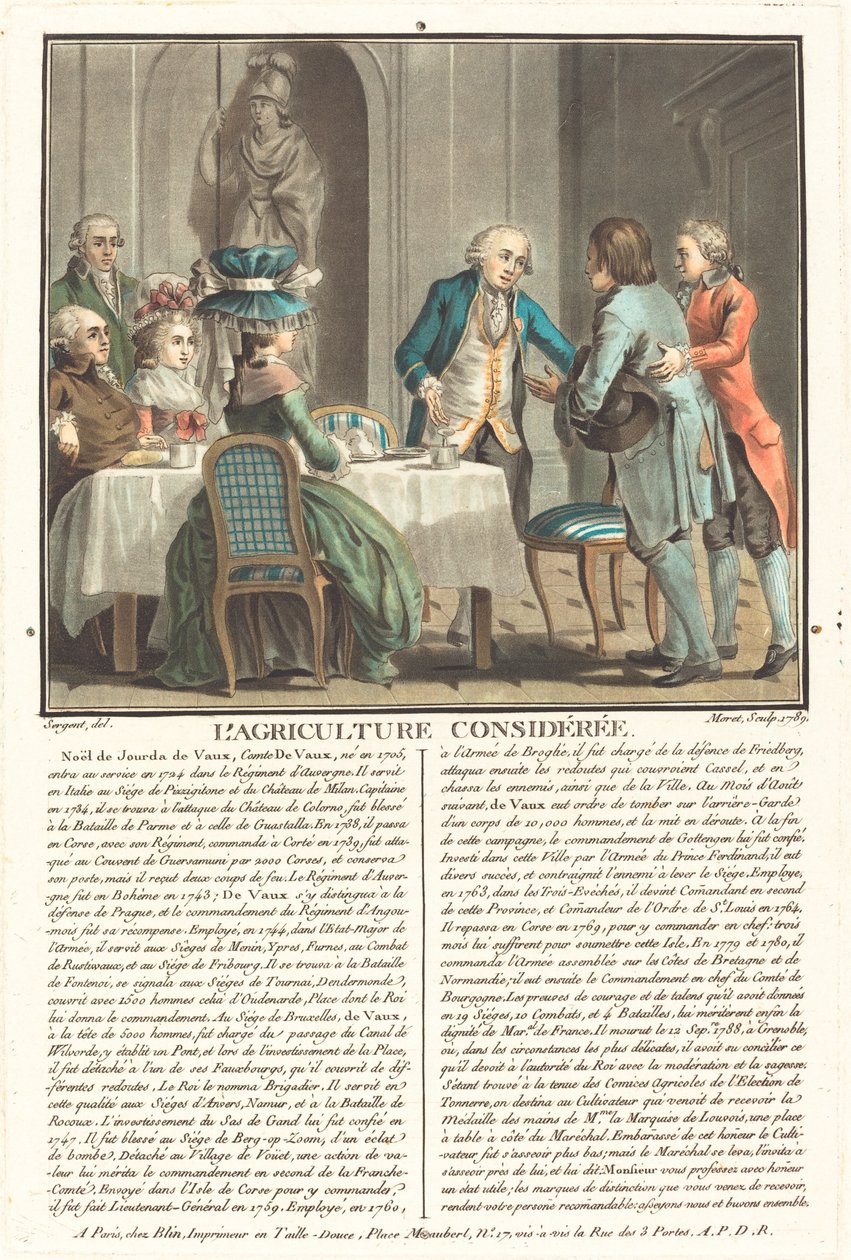 Agriculture Considered, Count of Veaux by Jean Baptiste Morret after Antoine François Sergent