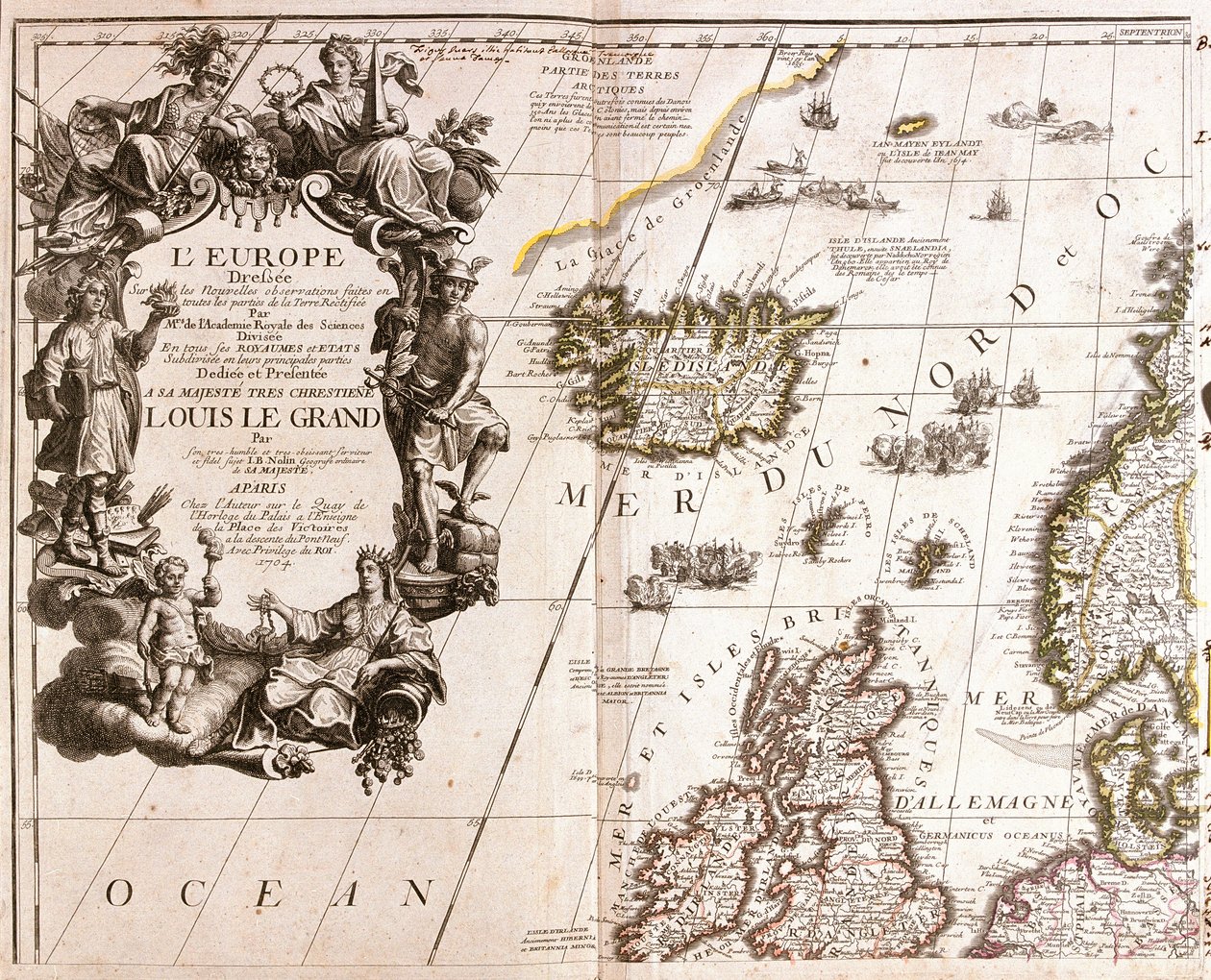 Map of Iceland and Northern British Isles, in the North Sea
