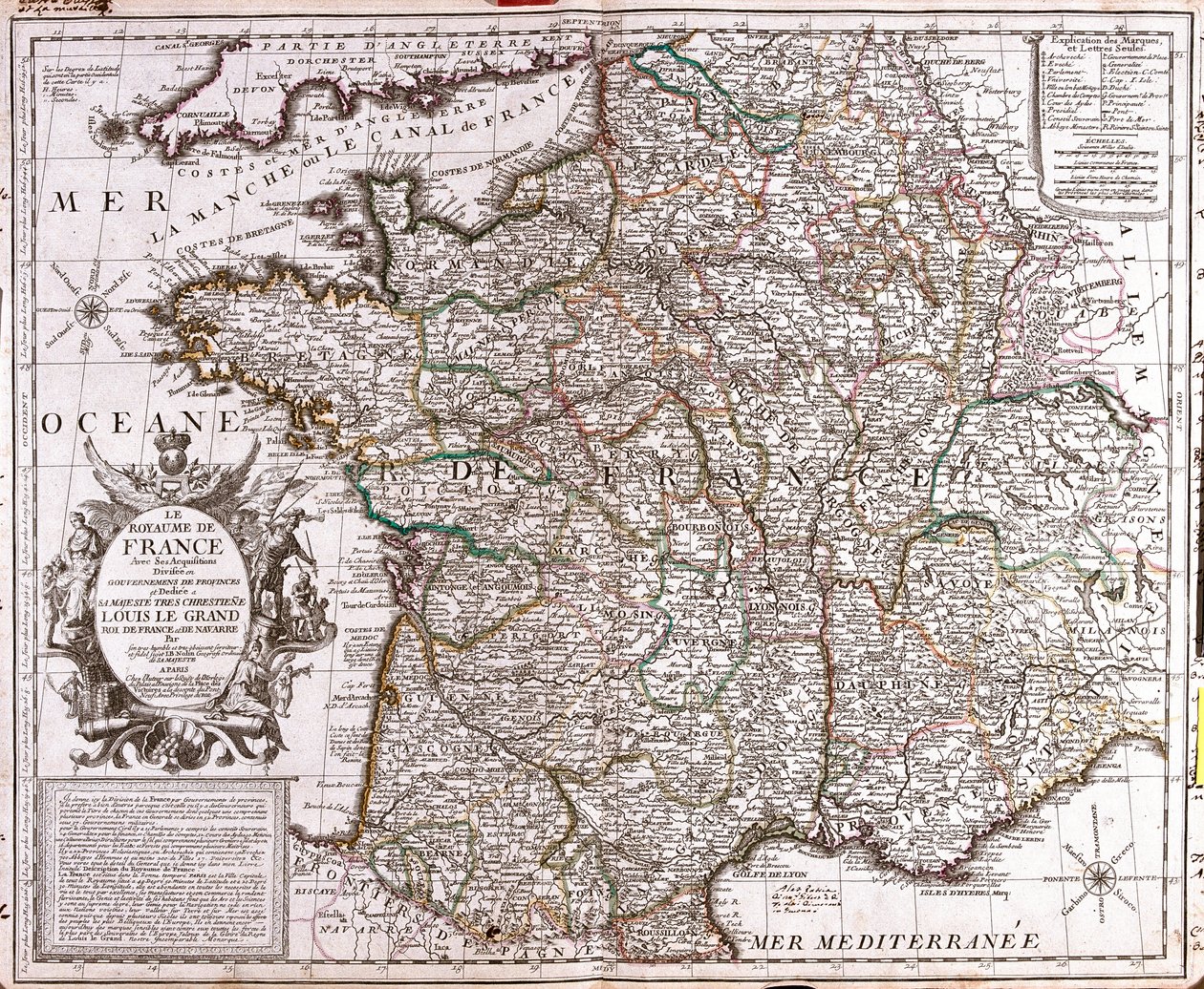 Map of the Kingdom of France by Jean Baptiste Nolin