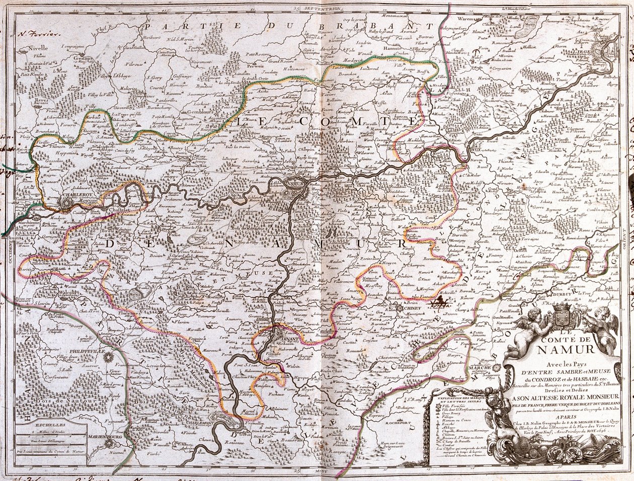 Map of the Province of Namur (Belgium) (engraving) by Jean Baptiste Nolin