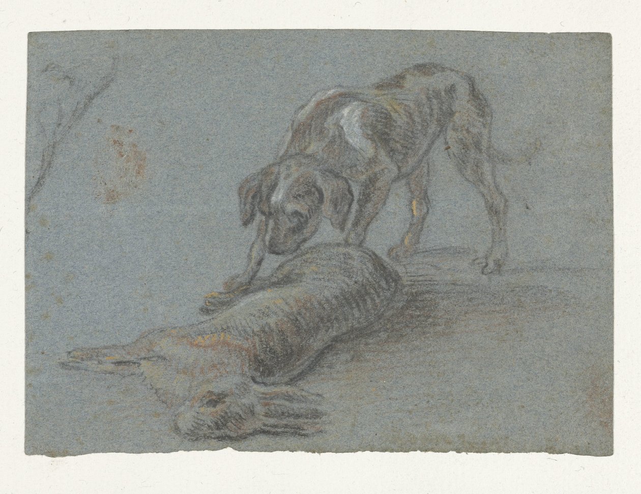 Dog by a Shot Hare by Jean Baptiste Oudry (possibly)