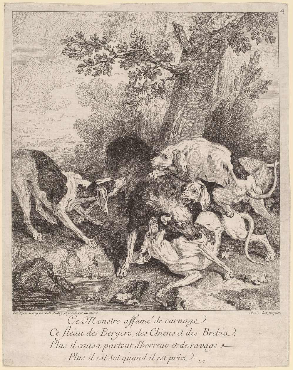 A Wolf Attacked by Dogs by Jean Baptiste Oudry