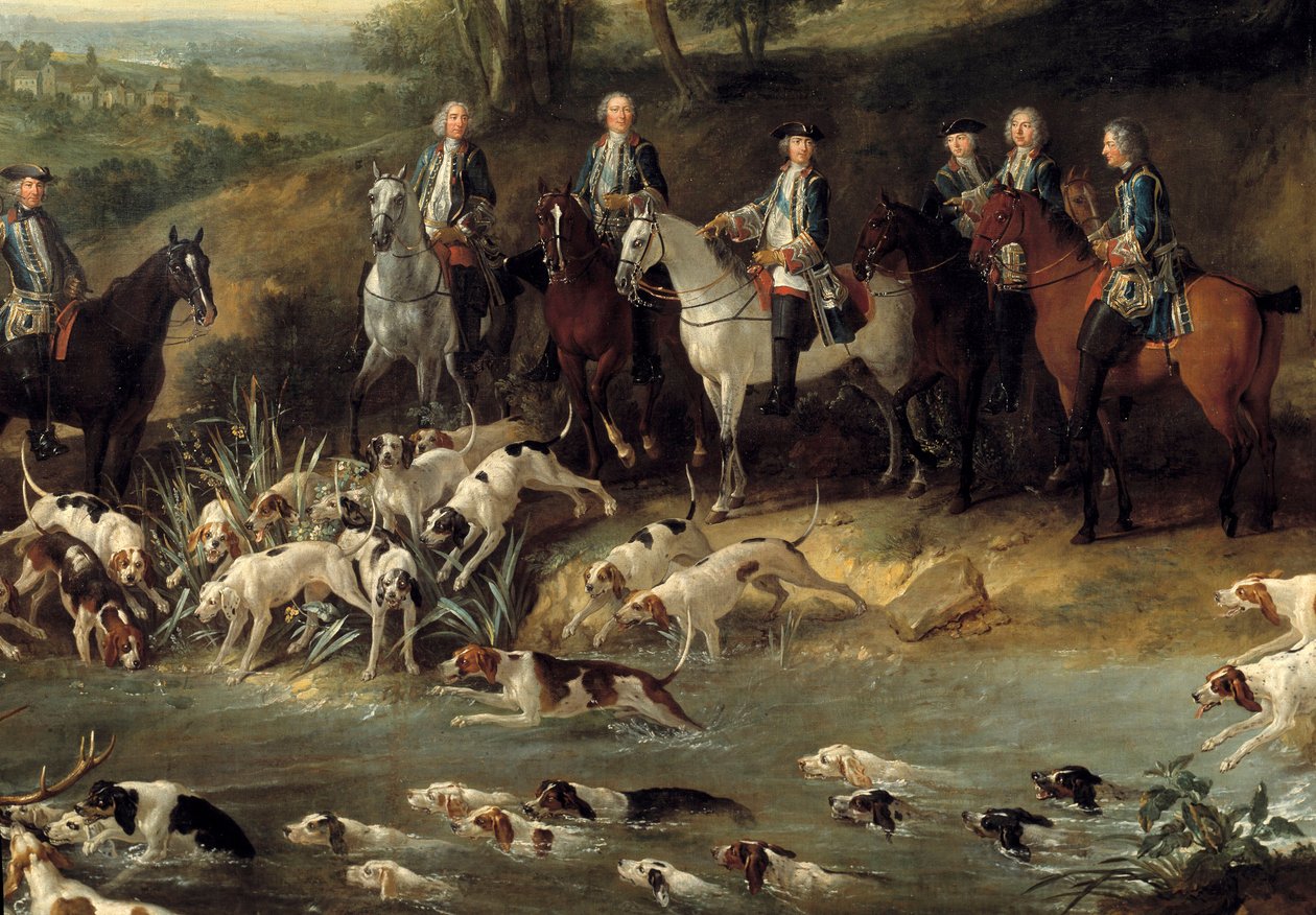 King Louis XV hunting deer in the forest of Saint Germain in 1730 (detail) by Jean Baptiste Oudry