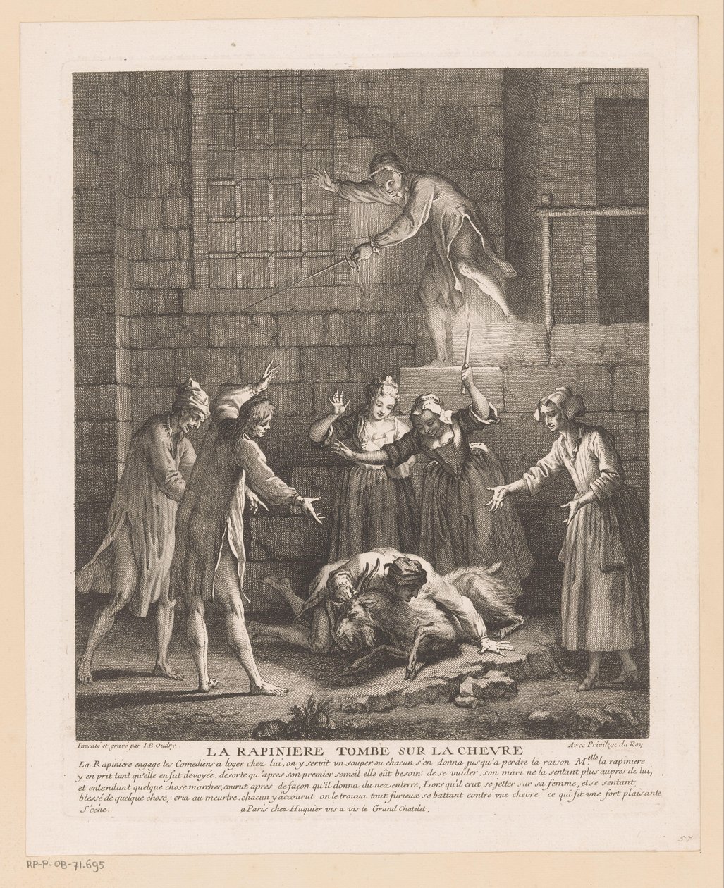 Man Falls on Top of a Goat by Jean Baptiste Oudry