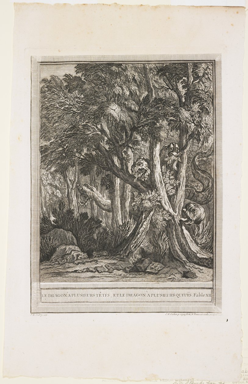 The Dragon of Many Heads, Fable XII by Jean Baptiste Oudry