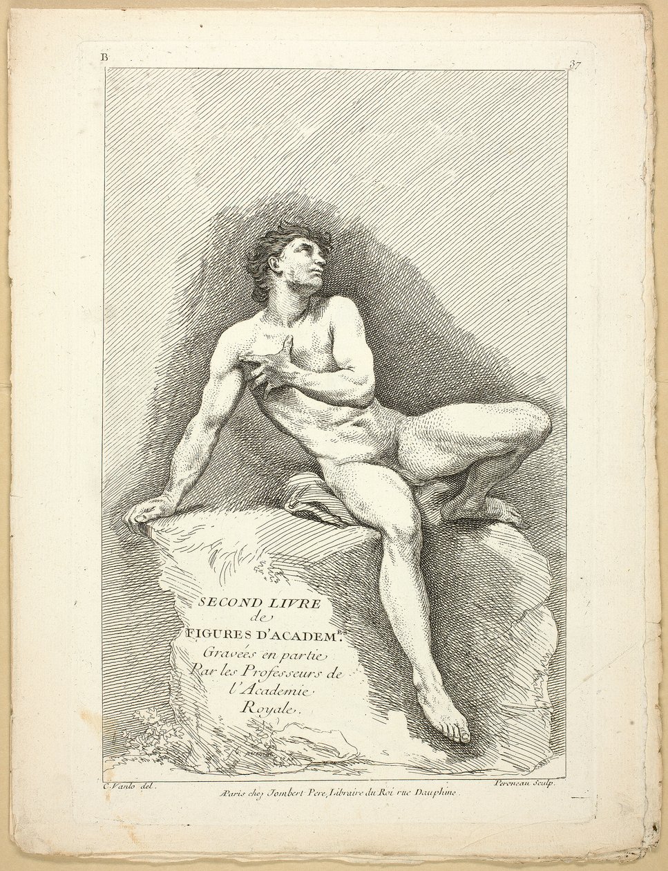Figure (recto and verso), from Seconde livre de figures d’Academies gravées en Partie par les Professeurs de l’Académie Royale by Jean Baptiste Perronneau