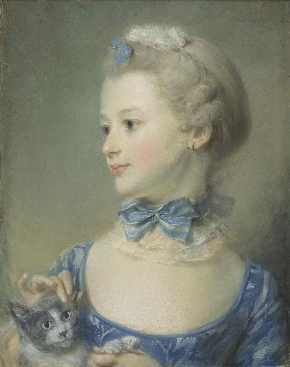 The Little Girl with the Cat Marie-Anne Huquier, 1747 by Jean Baptiste Perronneau