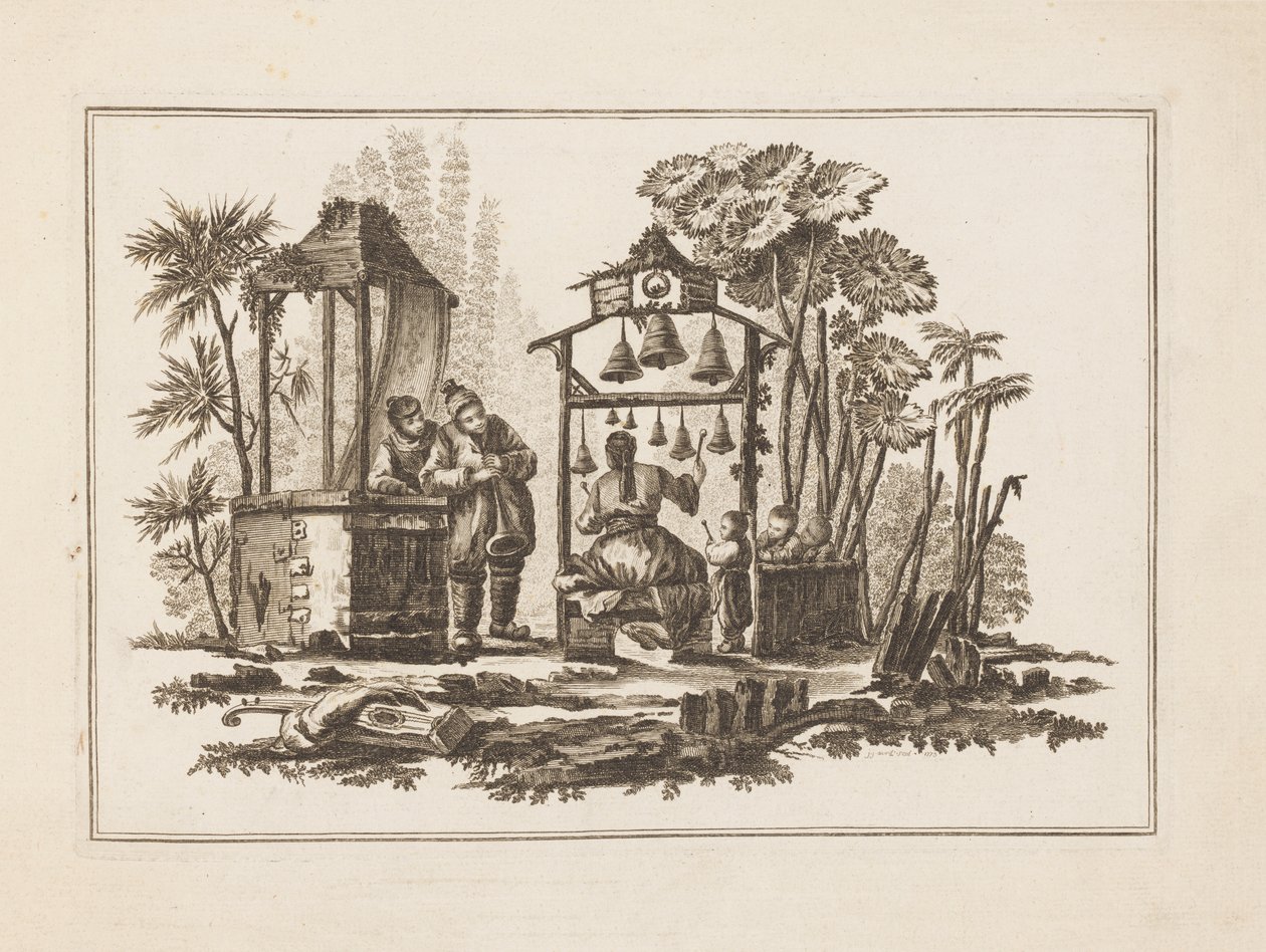 Figure Playing Bells, from "Nouveau Cahier de Six Feuilles De Différents Sujets Chinois Historiés" by Jean Baptiste Pillement