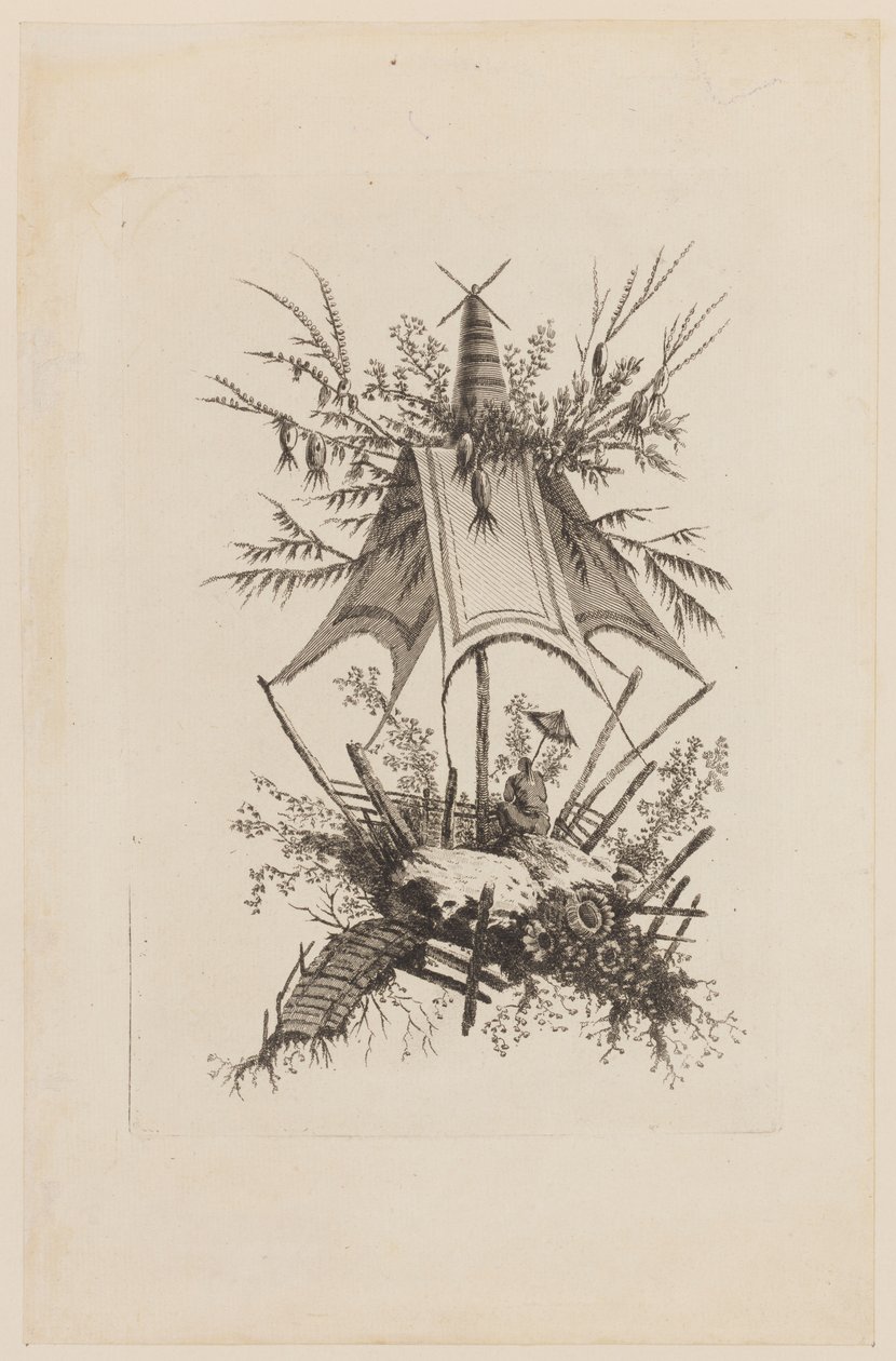 Figure Under Tent, from "Recueil des Tentes Chinoises" by Jean Baptiste Pillement