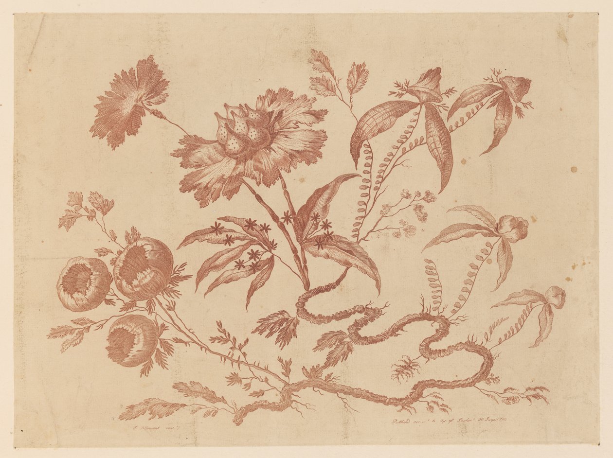 Flower Boughs, from "Recueil de Differentes Fleurs de Fantaisie Dans le Goût Chinois" by Jean Baptiste Pillement