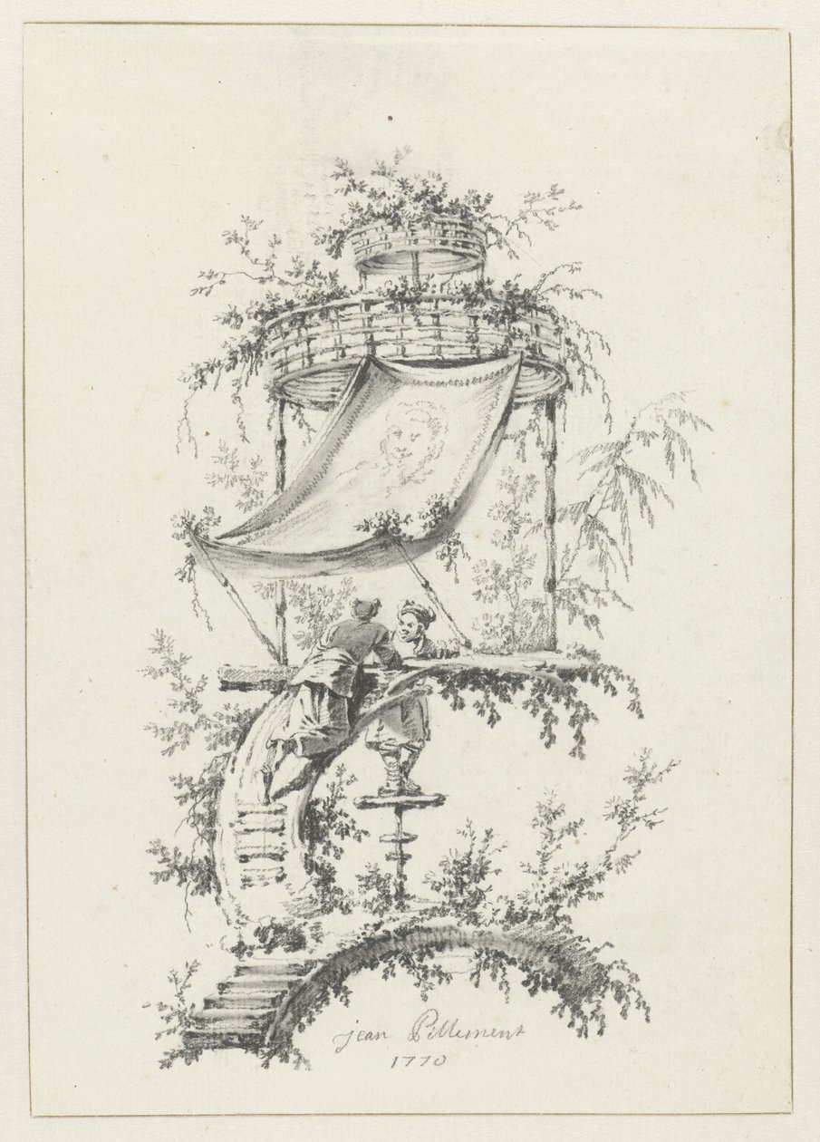 Ornamental Composition in Chinoiserie Style for Deuxième Cahier de six Baraques Chinoises (series title) by Jean Baptiste Pillement