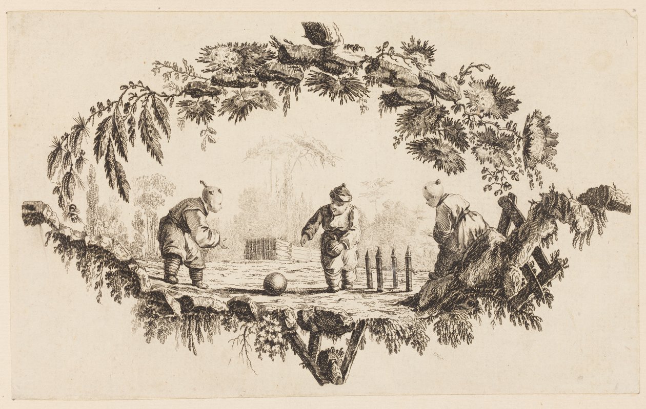 Three Figures Playing with a Ball, from "Recueil de Plusieurs Jeux d