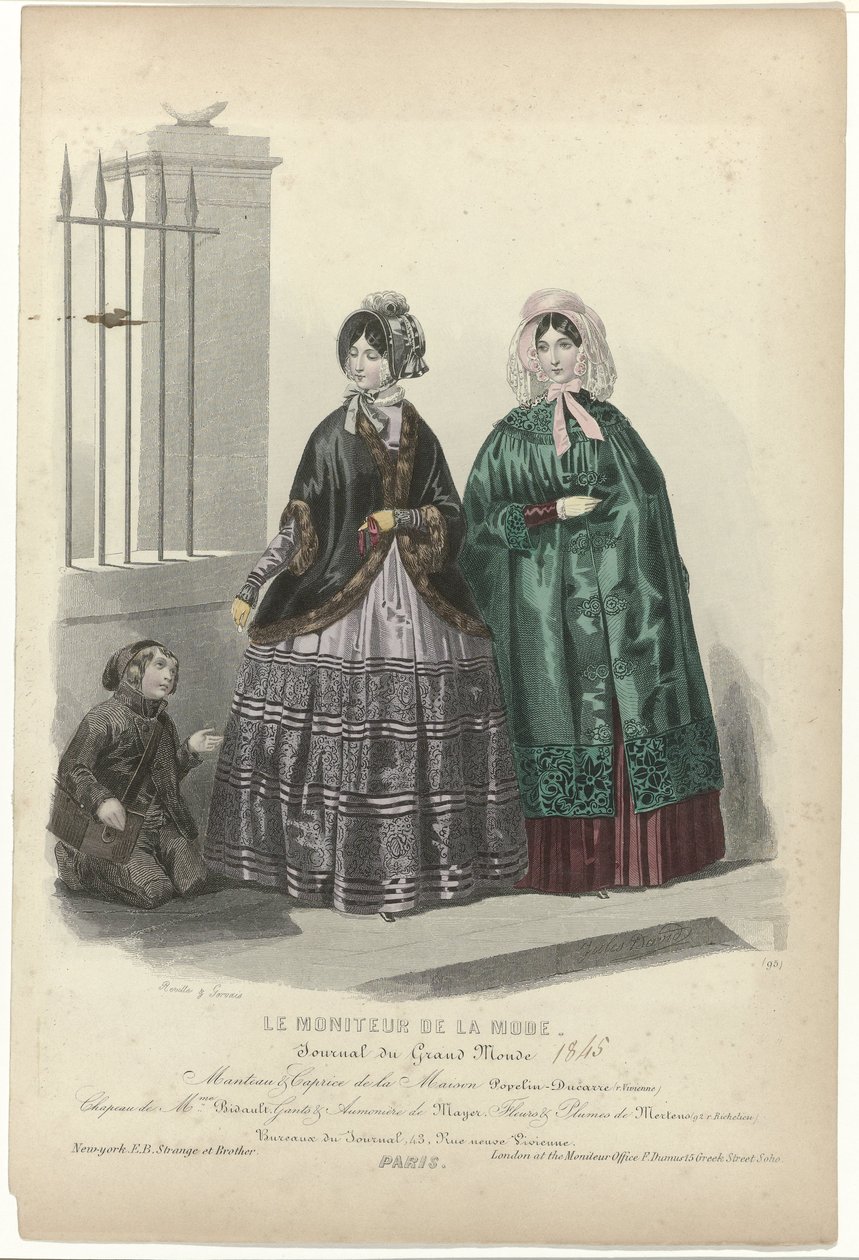 Le Moniteur de la Mode, 1845, No. 95: Manteau & Caprice de la Maison by Jean Baptiste Reville