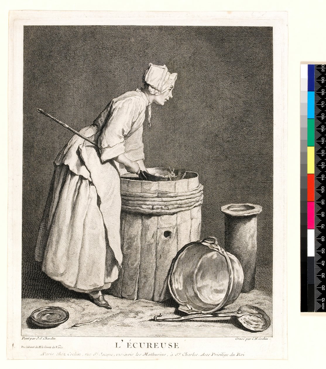 The Scraper, engraved by Charles-Nicolas Cochin I by Jean Baptiste Simeon (after) Chardin