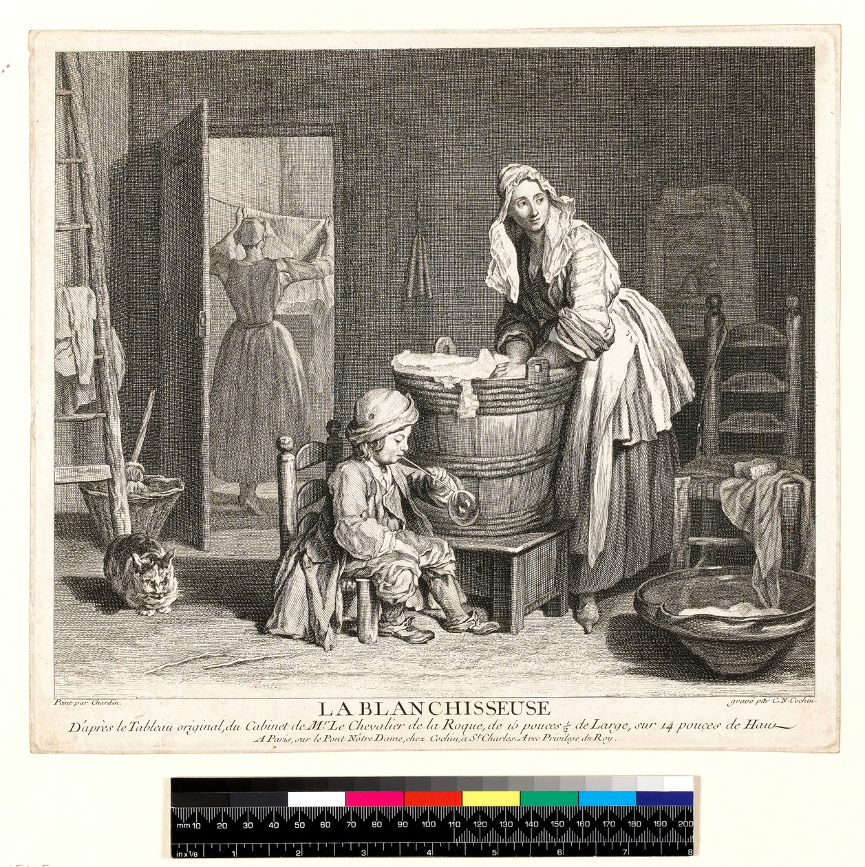 La Blanchisseuse (engraved by Charles Nicolas Cochin I) by Jean Baptiste Simeon (after) Chardin
