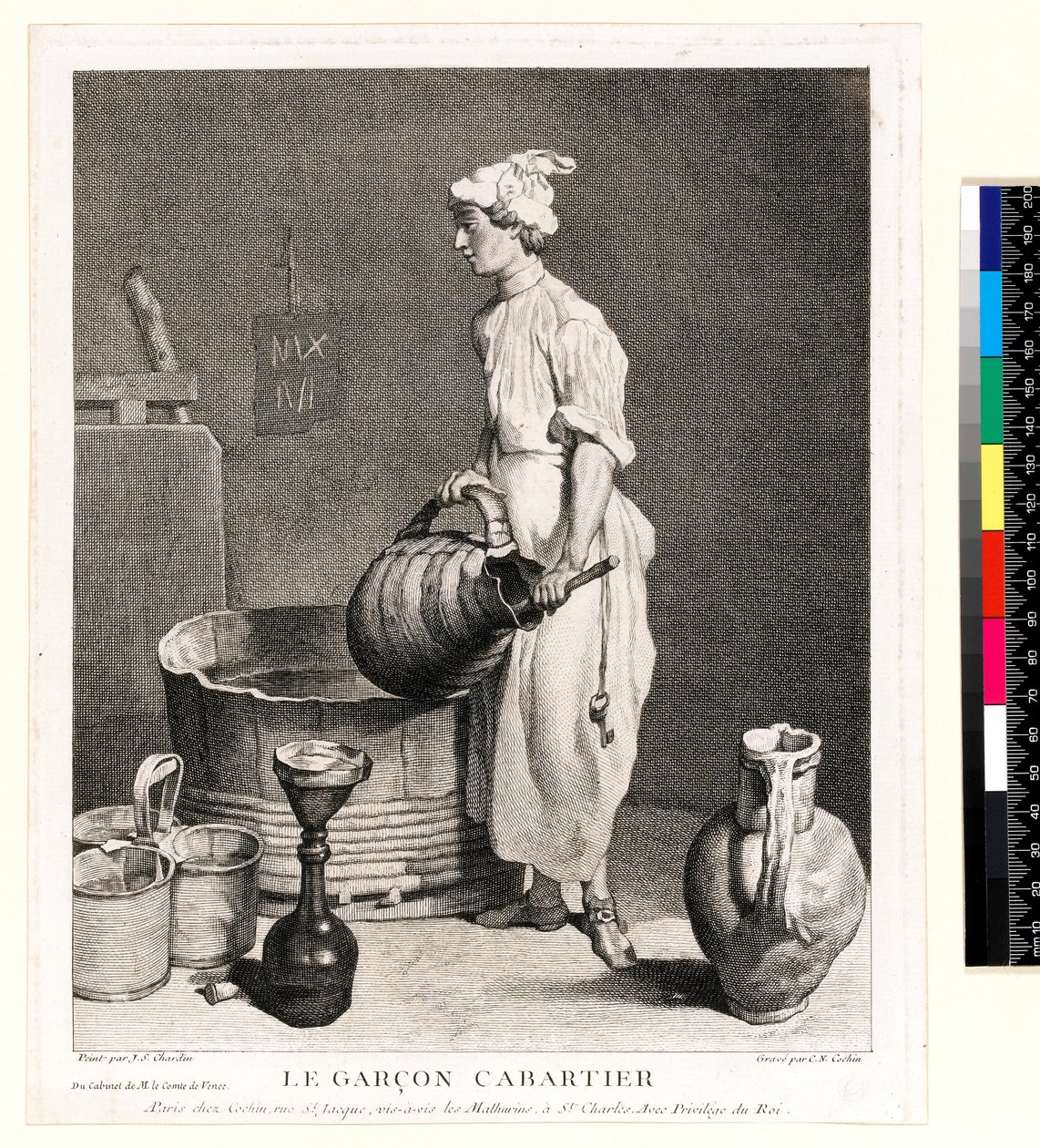 The Cellar Boy, engraved by Charles Nicolas Cochin I by Jean Baptiste Simeon (after) Chardin