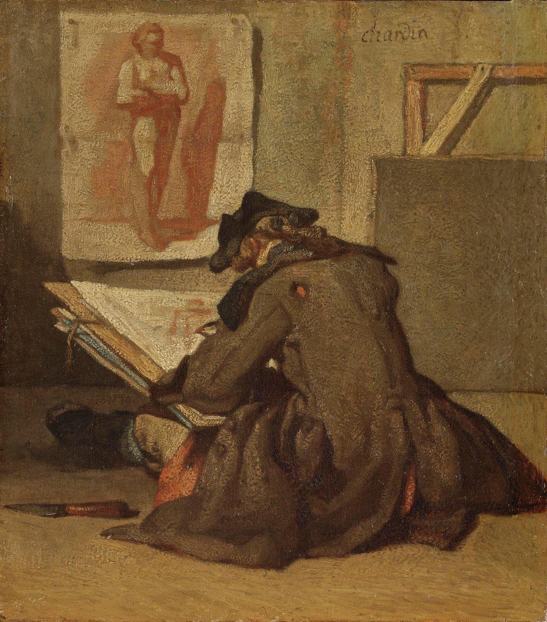 Young Student Drawing by Jean Baptiste Simeon Chardin