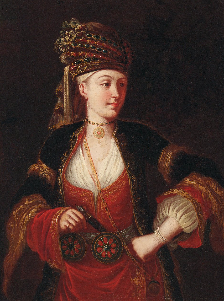 A Lady, Three-Quarter Length, in Oriental Costume by Jean Baptiste Vanmour