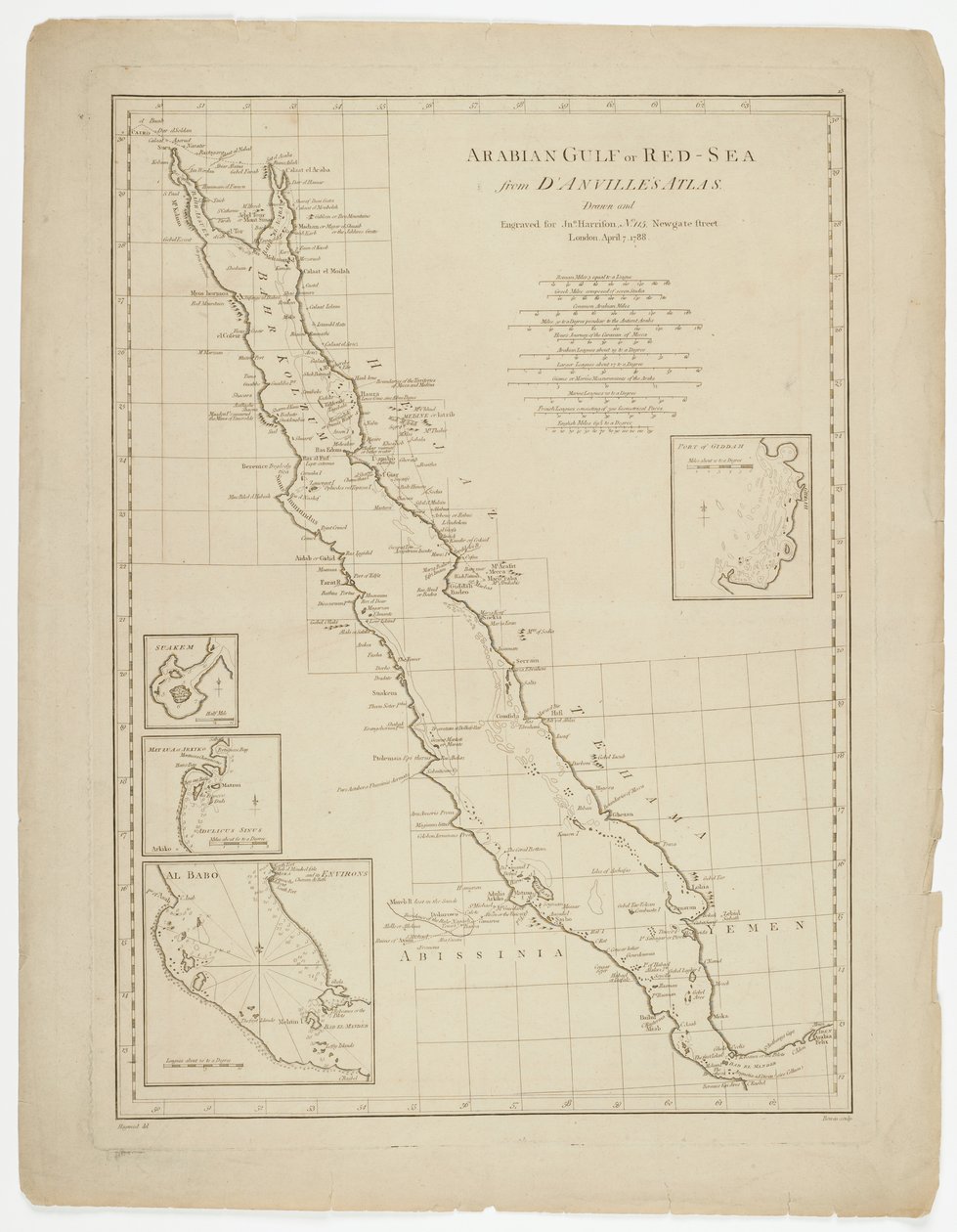 Arabian Gulf or Red Sea, engraved by Thomas Bowen, 1788 by Jean Baptiste after dAnville