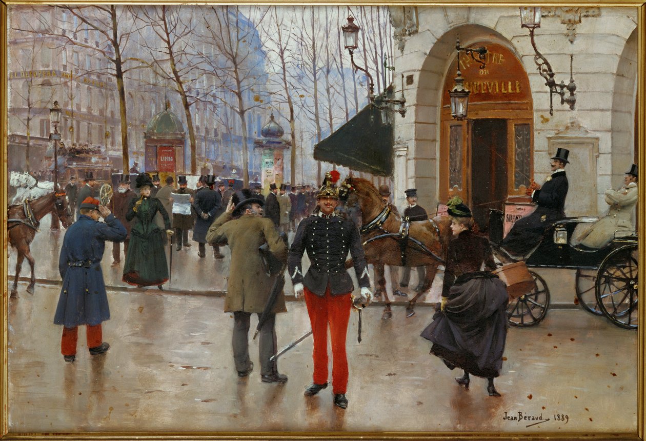 The Boulevard des Capucines and the Theatre du Vaudeville, Paris by Jean Beraud
