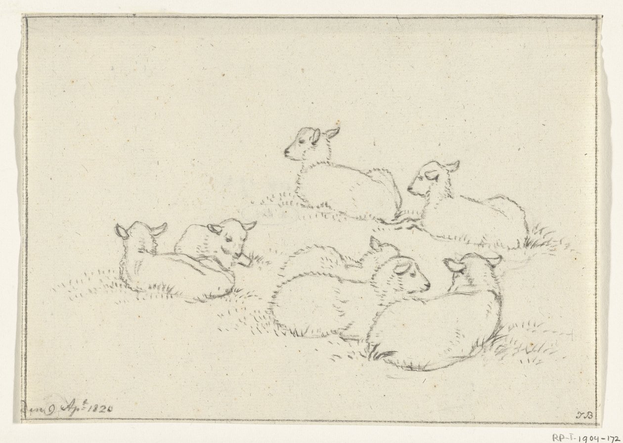 Six Lying Lambs by Jean Bernard