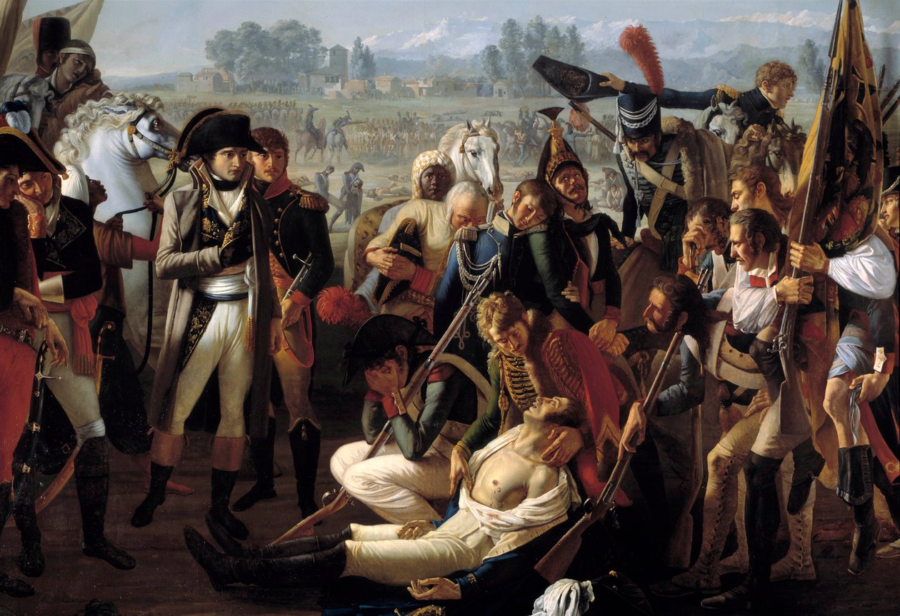 Death of General Charles Antoine Desaix de Veygoux at the Battle of Marengo on 14/06/1800 under the eyes of Napoleon Bonaparte (detail) by Jean Broc