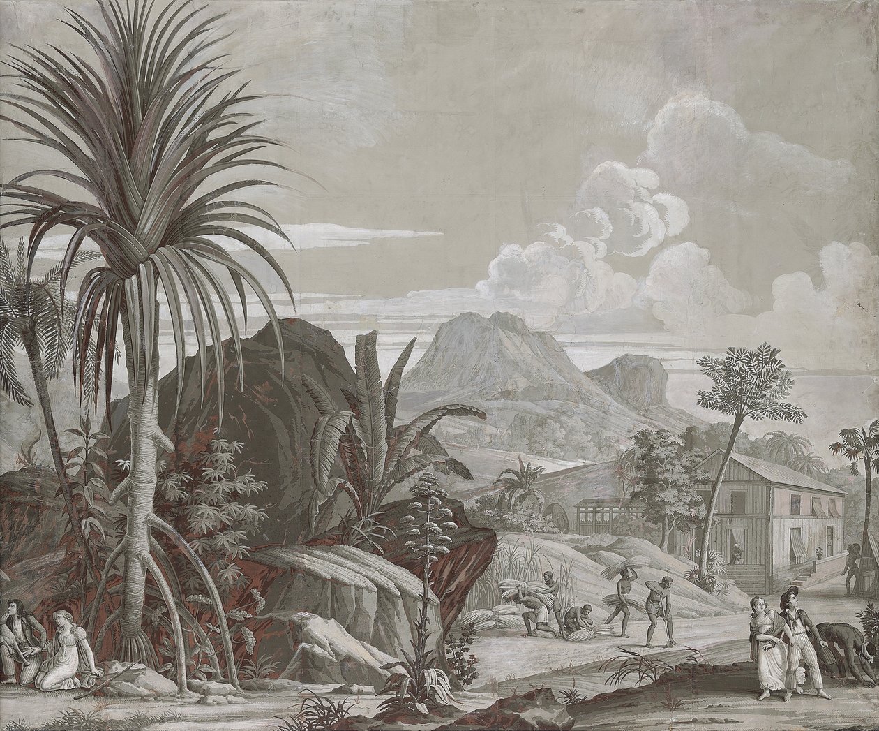 Leaving for a Walk, wallpaper panel from the series Paul et Virginie, by Dufour & Cie, circa 1823 by Jean Broc