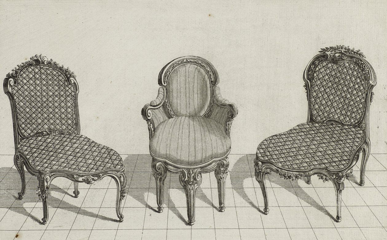 Chaise de Canne, Fauteuil en Cabriolet, Chaise de Canne, published mid-1770s by Jean Charles (after) Delafosse