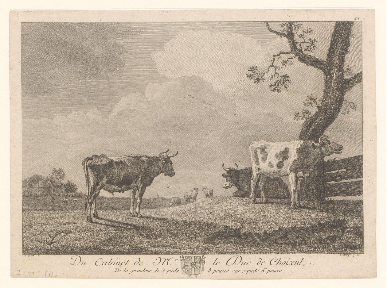 Three Cows in a Meadow by Jean Charles Baquoy